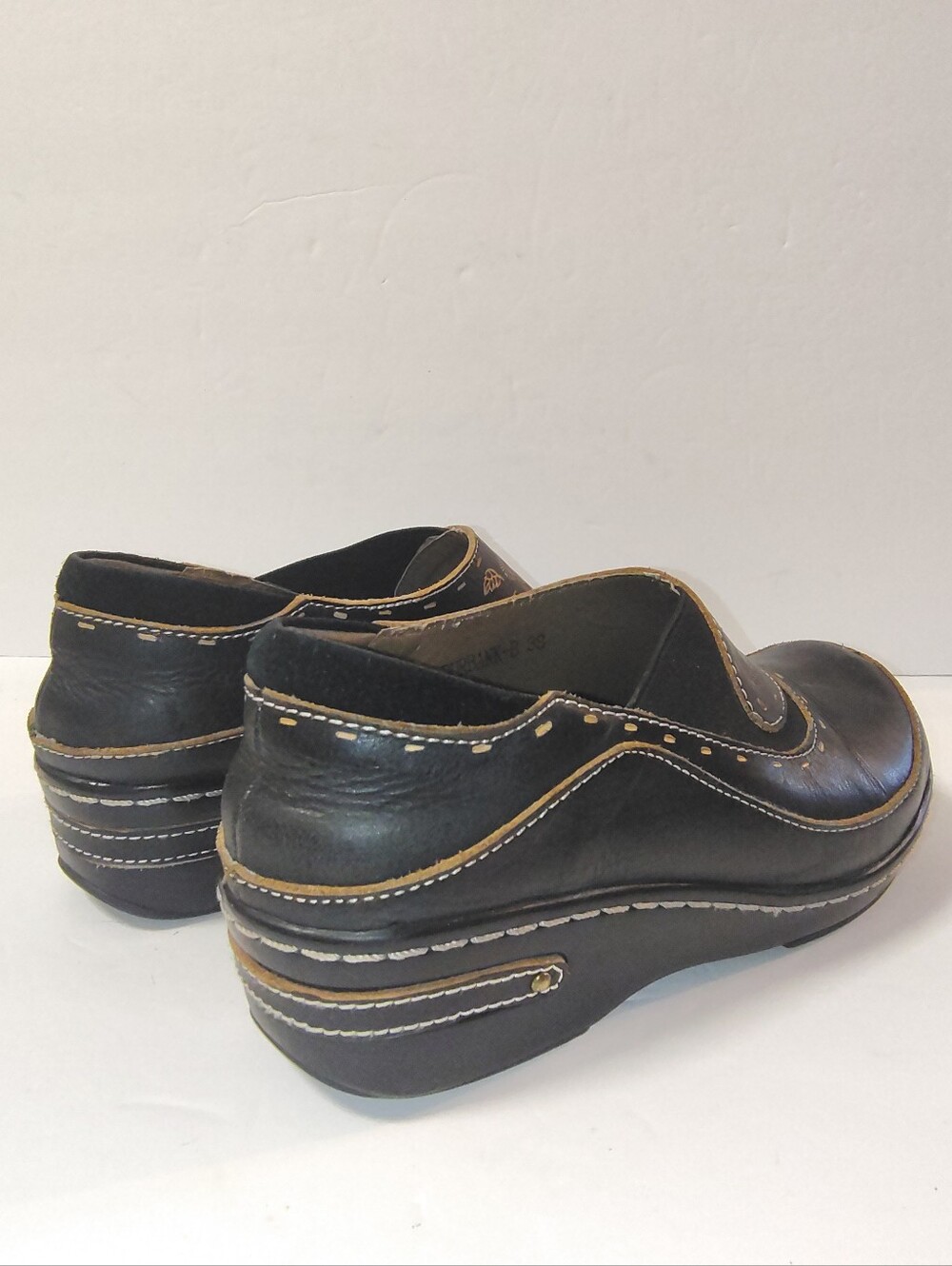 L'Artiste Spring Step Burbank Clog Women's Black Leather Floral Slip-On Shoes - Picture 6 of 13